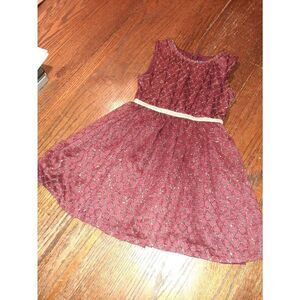 Girl 3T Cat & Jack Sleeveless Burgandy Gold Lined Dress Holidays School Pictures